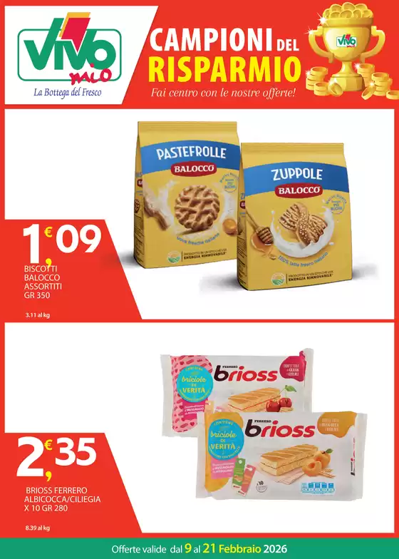 Volantino Vivo Supermercati a Merate | Campioni del risparmio | 2026-02-09T00:00:00.000Z - 2026-02-21T00:00:00.000Z
