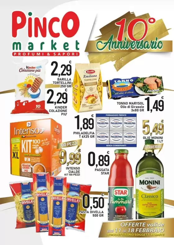Volantino Market Pinco | 10 anniversario | 2026-02-12T00:00:00.000Z - 2026-02-18T00:00:00.000Z