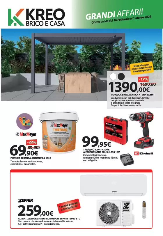 Volantino Kreo Brico e Casa | Grandi affari | 2026-02-16T00:00:00.000Z - 2026-03-01T00:00:00.000Z