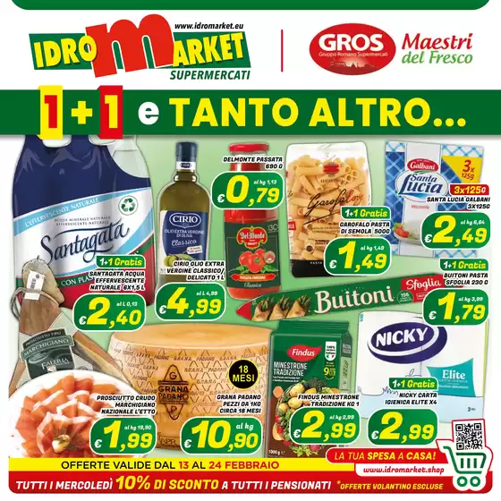 Volantino Idromarket a Lentini | 1+1 e tanto altro... | 2026-02-13T00:00:00.000Z - 2026-02-24T00:00:00.000Z