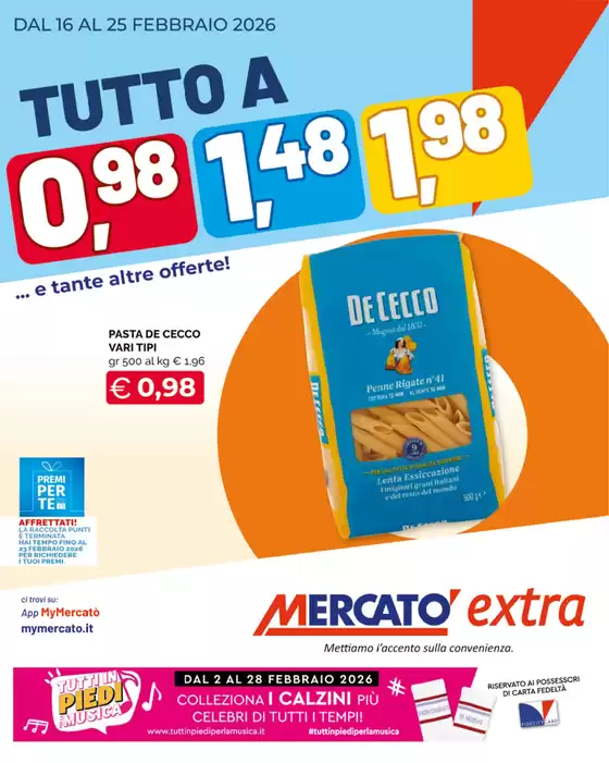Volantino Mercatò Extra | Tutto a 0,98 1,48 1,98 | 2026-02-16T00:00:00.000Z - 2026-02-25T00:00:00.000Z
