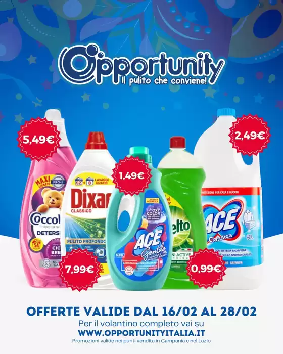 Volantino Opportunity Shop a Misterbianco | Offerte valide dal 16/02 al 28/02 | 2026-02-16T00:00:00.000Z - 2026-02-28T00:00:00.000Z
