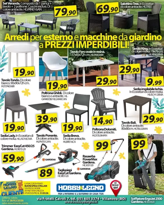 Volantino Hobby & Legno a Pomezia | Prezzi imperdibili! | 2026-02-18T00:00:00.000Z - 2026-02-28T00:00:00.000Z