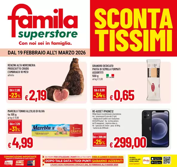 Volantino Famila Superstore a Asti | Sconta tissimi | 2026-02-19T00:00:00.000Z - 2026-03-01T00:00:00.000Z