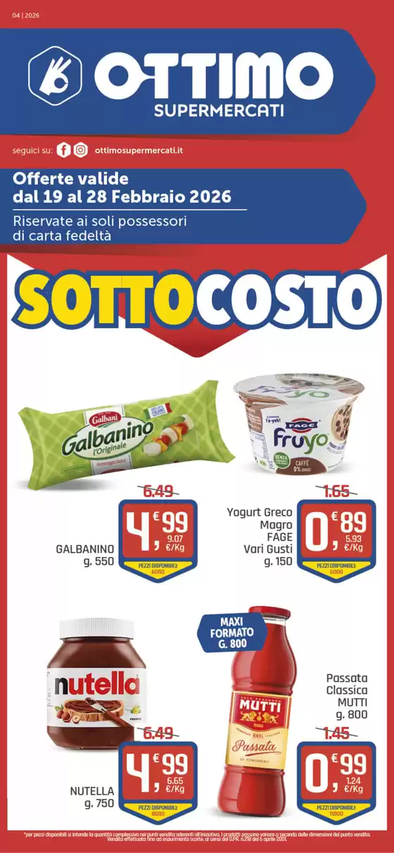 Volantino Ottimo a Bologna | Sottocosto | 2026-02-19T00:00:00.000Z - 2026-02-28T00:00:00.000Z