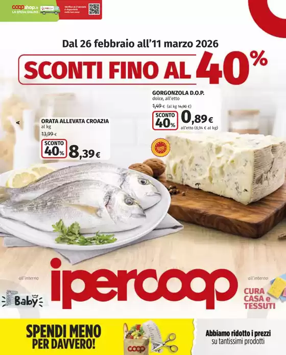 Volantino Ipercoop | Sconti fino al 40% | 2026-02-26T00:00:00.000Z - 2026-03-11T00:00:00.000Z