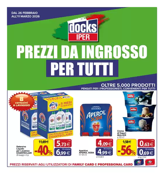 Volantino Docks Iper | Prezzi da ingrosso per tutti | 2026-02-26T00:00:00.000Z - 2026-03-11T00:00:00.000Z