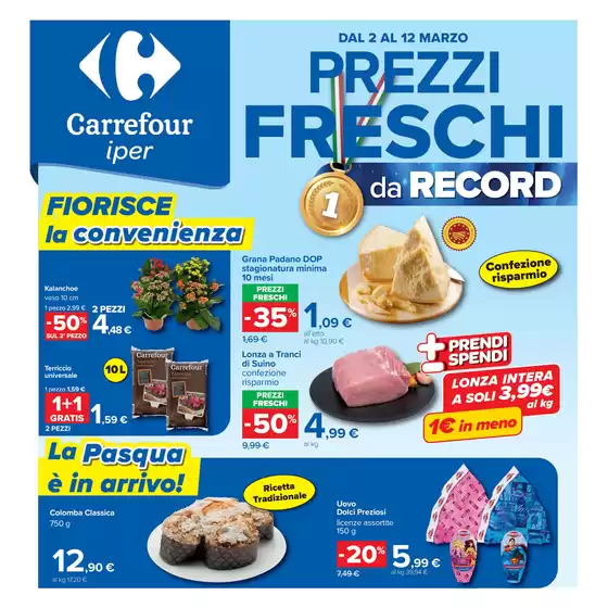 Volantino Carrefour Ipermercati | Prezzi freschi da record | 2026-03-02T00:00:00.000Z - 2026-03-12T00:00:00.000Z