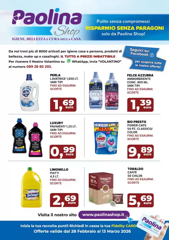 Volantino Paolina Shop | Offerte valide dal 28 febbraio al 13 marzo | 2026-02-28T00:00:00.000Z - 2026-03-13T00:00:00.000Z