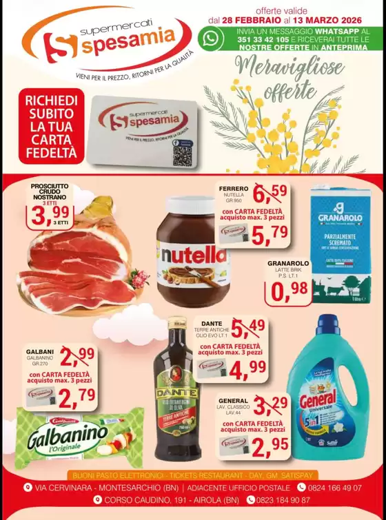 Volantino Supermercati Spesa Mia | Meravigliose offerte | 2026-02-28T00:00:00.000Z - 2026-03-13T00:00:00.000Z