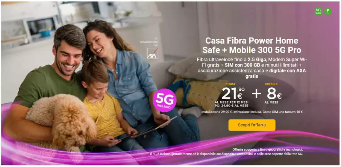 Volantino Tiscali Casa | Casa Fibra Power Home Safe + Mobile 300 5G Pro | 2026-03-02T00:00:00.000Z - 2026-03-31T00:00:00.000Z