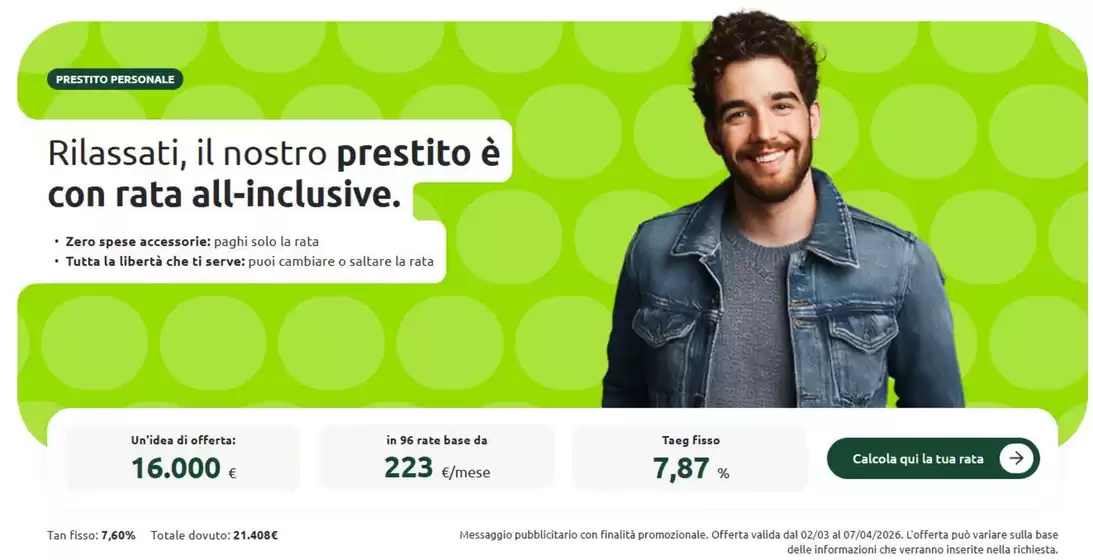 Volantino Findomestic | Prestito personale | 2026-03-02T00:00:00.000Z - 2026-04-07T00:00:00.000Z