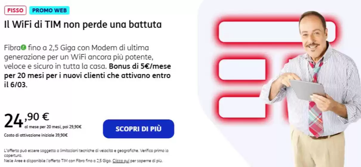 Volantino TIM | Il WiFi di TIM non perde una battuta | 2026-03-02T00:00:00.000Z - 2026-03-15T00:00:00.000Z