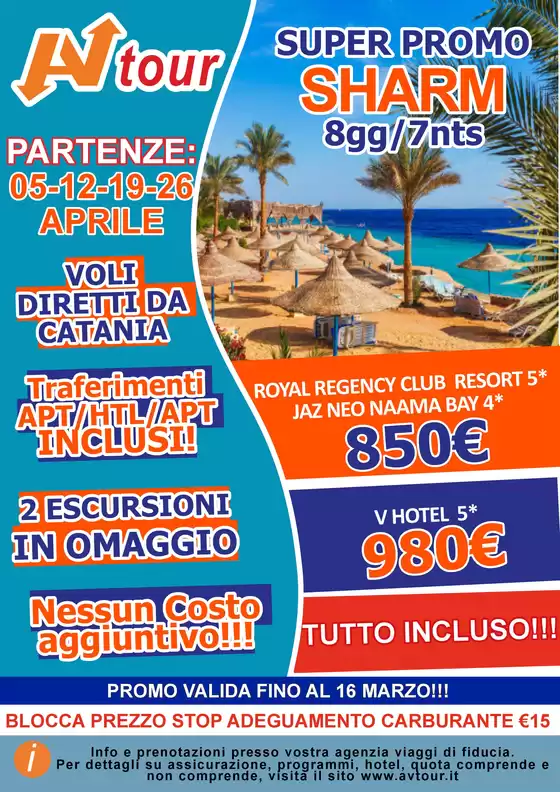 Volantino Av Tour a Chiavari | SUPER PROMO SHARM APRILE | 2026-03-06T00:00:00.000Z - 2026-03-16T00:00:00.000Z