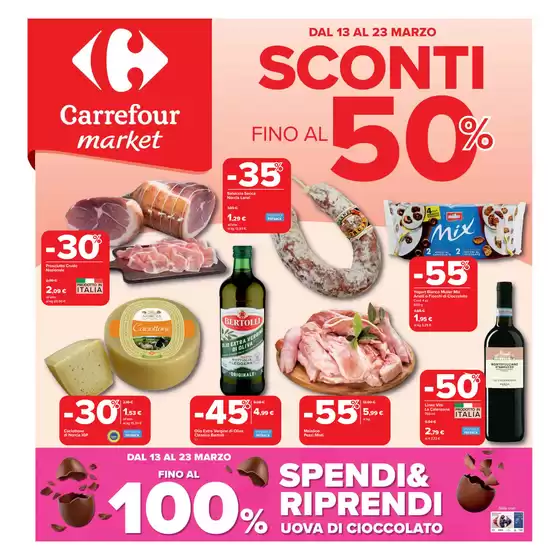 Volantino Carrefour Market a Bergamo | Sconti fino al 50% | 2026-03-13T00:00:00.000Z - 2026-03-23T00:00:00.000Z