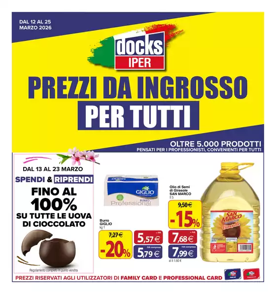 Volantino Docks Iper a Sabaudia | Prezzi da ingrosso per tutti | 2026-03-12T00:00:00.000Z - 2026-03-25T00:00:00.000Z