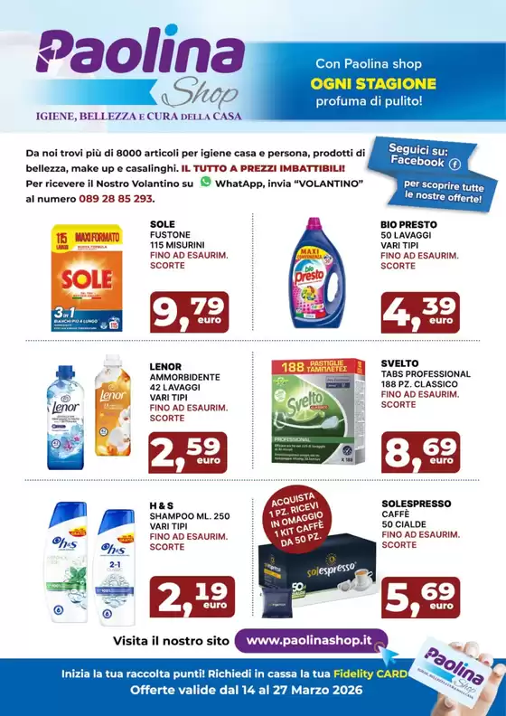 Volantino Paolina Shop a Lodi | Offerte valide dal 14 al 27 marzo | 2026-03-14T00:00:00.000Z - 2026-03-27T00:00:00.000Z