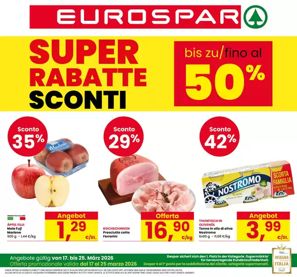 Volantino Eurospar a Rivoli | Fino al 50% | 2026-03-17T00:00:00.000Z - 2026-03-25T00:00:00.000Z