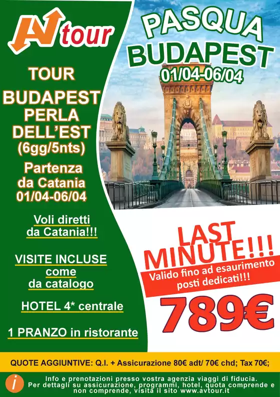 Volantino Av Tour a Perugia | LAST MINUTE BUDAPEST PASQUA | 2026-04-01T00:00:00.000Z - 2026-04-06T00:00:00.000Z