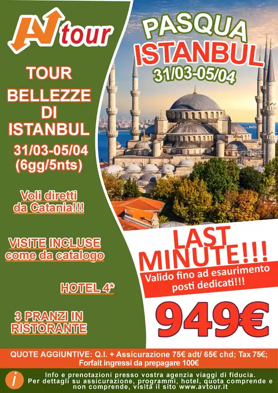 Volantino Av Tour a Perugia | LAST MINUTE BELLEZZE ISTANBUL PASQUA | 2026-03-31T00:00:00.000Z - 2026-04-05T00:00:00.000Z