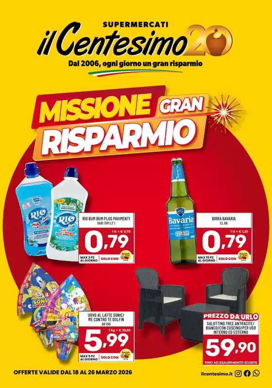 Volantino Il Centesimo a Mondovì | Missione gran risparmio | 2026-03-18T00:00:00.000Z - 2026-03-26T00:00:00.000Z
