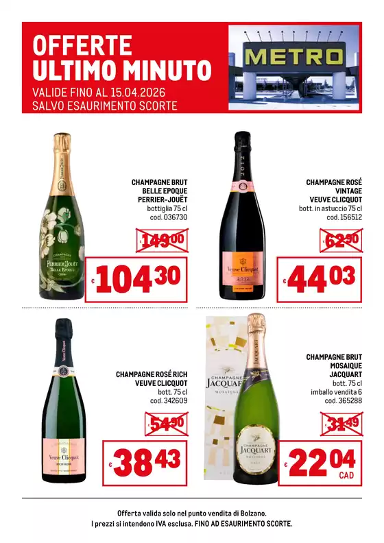 Volantino Metro a Legnano | Offerte Champagne Bolzano | 2026-03-18T00:00:00.000Z - 2026-04-15T00:00:00.000Z