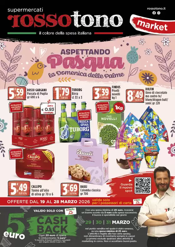 Volantino Supermercati Rossotono Market a Mangone | Aspettando pasqua | 2026-03-19T00:00:00.000Z - 2026-03-28T00:00:00.000Z