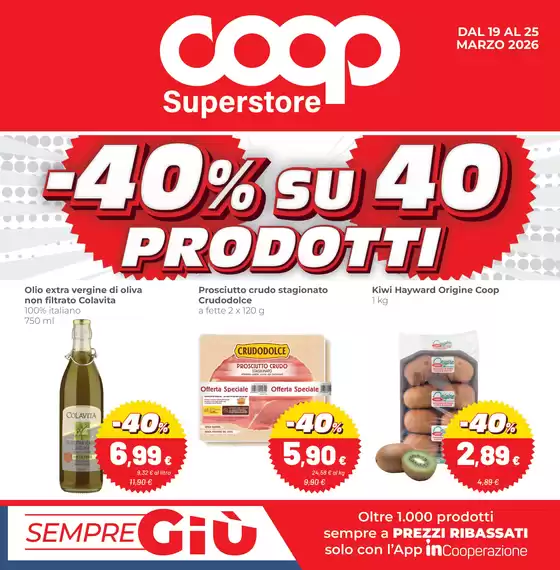 Volantino Superstore Coop | 40% su 40% prodotti | 2026-03-19T00:00:00.000Z - 2026-03-25T00:00:00.000Z
