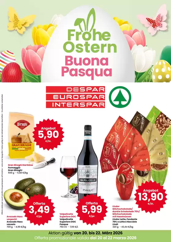 Volantino Eurospar a Caldogno | Buona pasqua | 2026-03-20T00:00:00.000Z - 2026-03-22T00:00:00.000Z