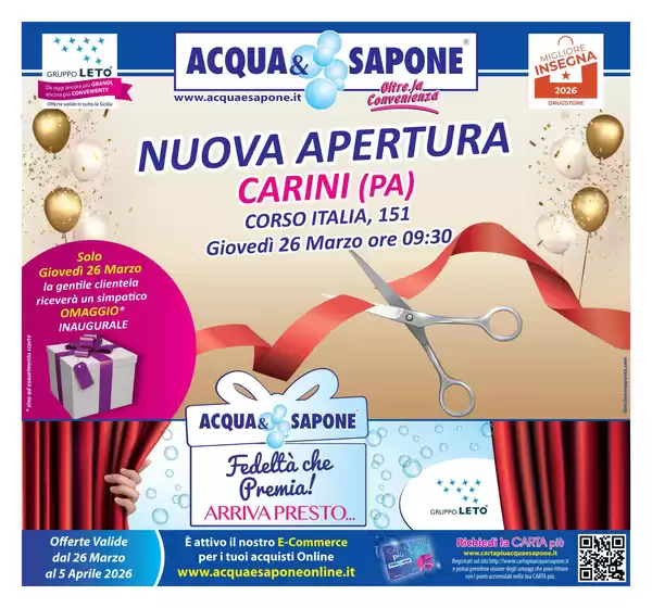Volantino Acqua & Sapone a Amelia | Nuova apertura | 2026-03-26T00:00:00.000Z - 2026-04-05T00:00:00.000Z
