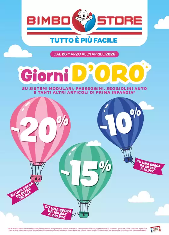 Volantino Bimbo Store a Olbia | Giorni d'oro | 2026-03-26T00:00:00.000Z - 2026-04-01T00:00:00.000Z