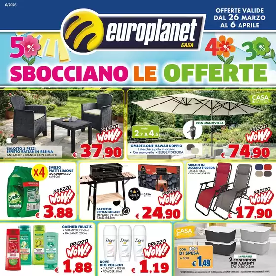 Volantino Europlanet Casa a Molfetta | Sbocciano le offerte | 2026-03-26T00:00:00.000Z - 2026-04-06T00:00:00.000Z