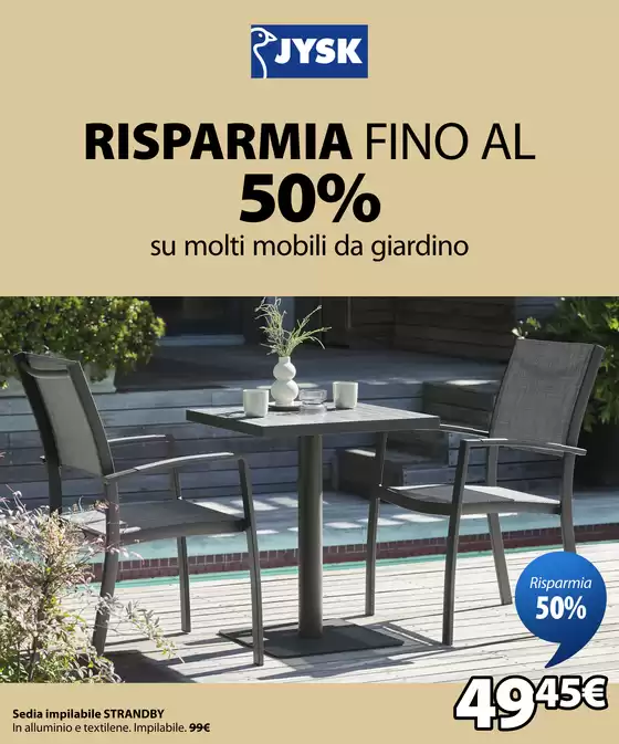 Volantino JYSK | Risparmia fino al 50% su mobili da giardino | 2026-03-26T00:00:00.000Z - 2026-04-15T00:00:00.000Z