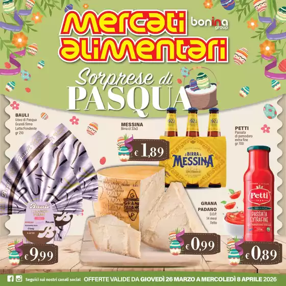 Volantino Mercati Alimentari | Sorprese di Pasqua | 2026-03-26T00:00:00.000Z - 2026-04-08T00:00:00.000Z