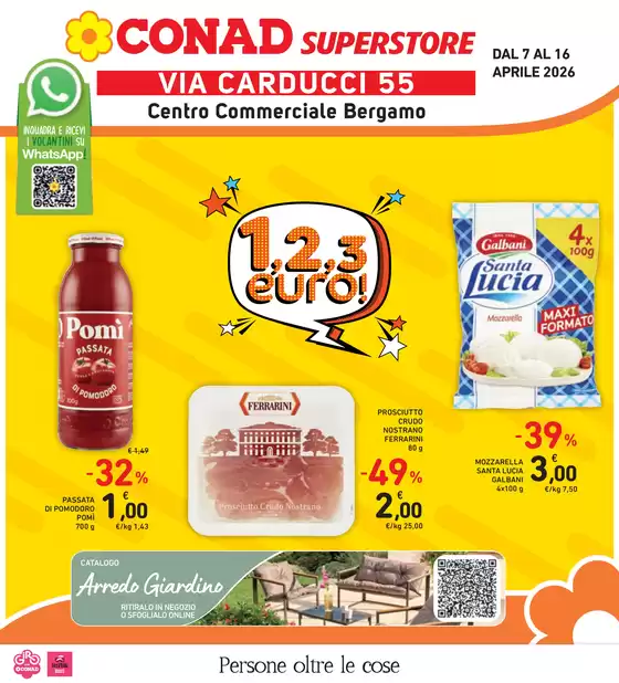 Volantino Conad Superstore a Merate | 1,2,3 euro! | 2026-04-07T00:00:00.000Z - 2026-04-16T00:00:00.000Z
