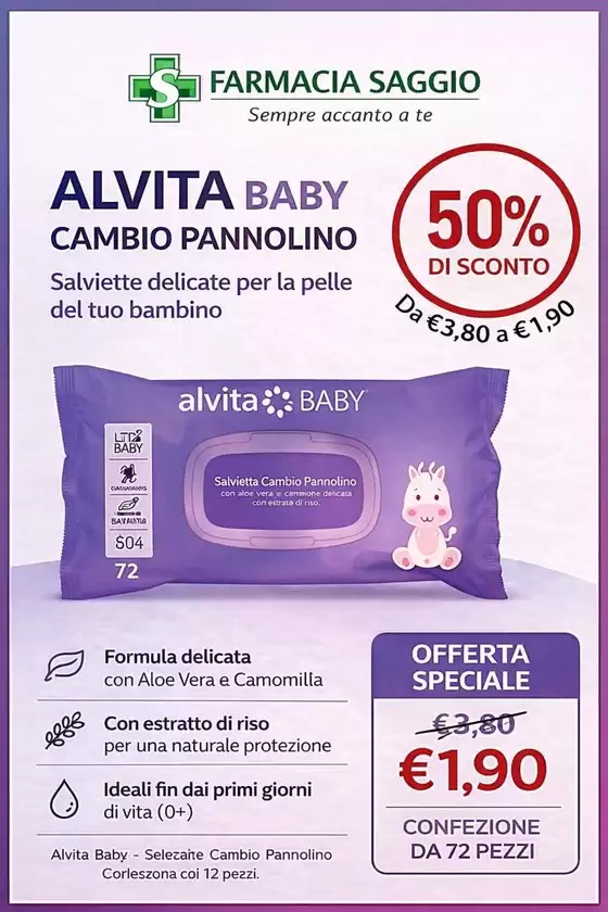 Volantino Farmacia Saggio a Roma | Alvita baby cambio pannolino | 2026-03-31T00:00:00.000Z - 2026-04-05T00:00:00.000Z