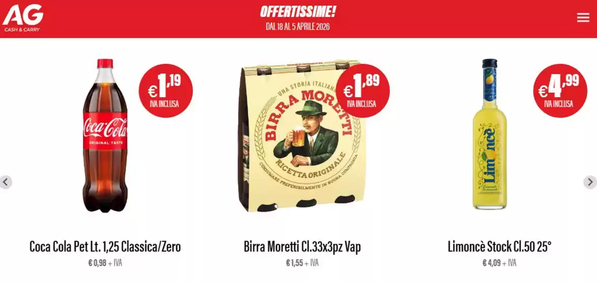 Volantino AG Cash and Carry | Offertissime | 2026-04-01T00:00:00.000Z - 2026-04-05T00:00:00.000Z
