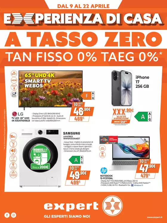 Volantino Expert | Experienza di casa a tasso zero! | 2026-04-09T00:00:00.000Z - 2026-04-22T00:00:00.000Z