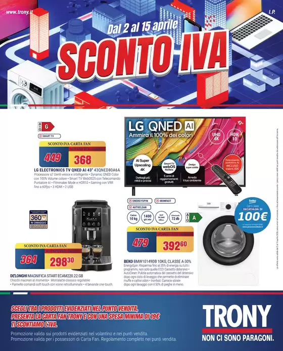 Volantino Trony a Molfetta | Sconto iva da Trony! | 2026-04-02T00:00:00.000Z - 2026-04-15T00:00:00.000Z