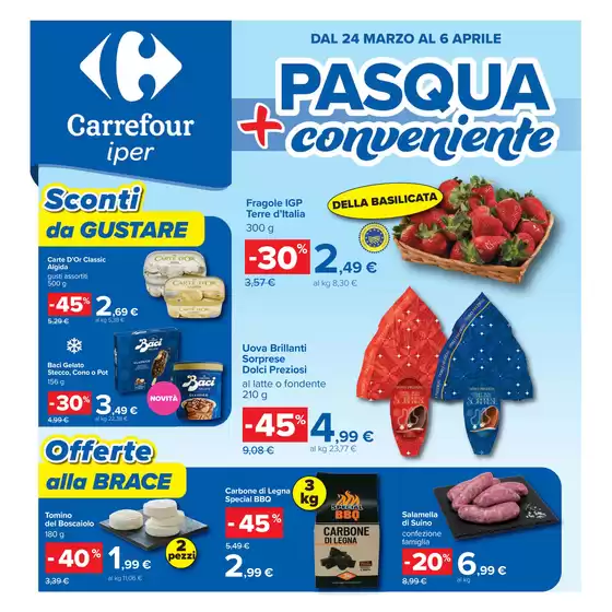 Volantino Carrefour Ipermercati a Grugliasco | Pasqua + conveniente | 2026-03-24T00:00:00.000Z - 2026-04-06T00:00:00.000Z