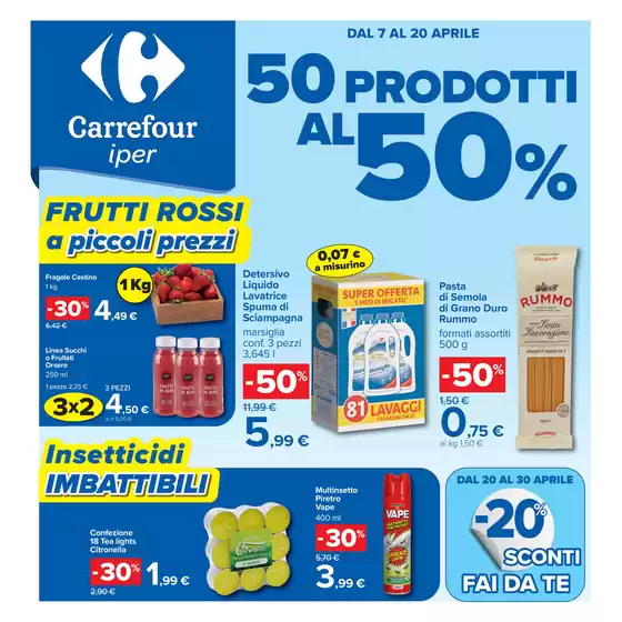 Volantino Carrefour Ipermercati | 50 prodotti al 50% | 2026-04-07T00:00:00.000Z - 2026-04-30T00:00:00.000Z