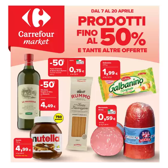 Volantino Carrefour Market | 50 prodotti al 50% | 2026-04-07T00:00:00.000Z - 2026-04-20T00:00:00.000Z