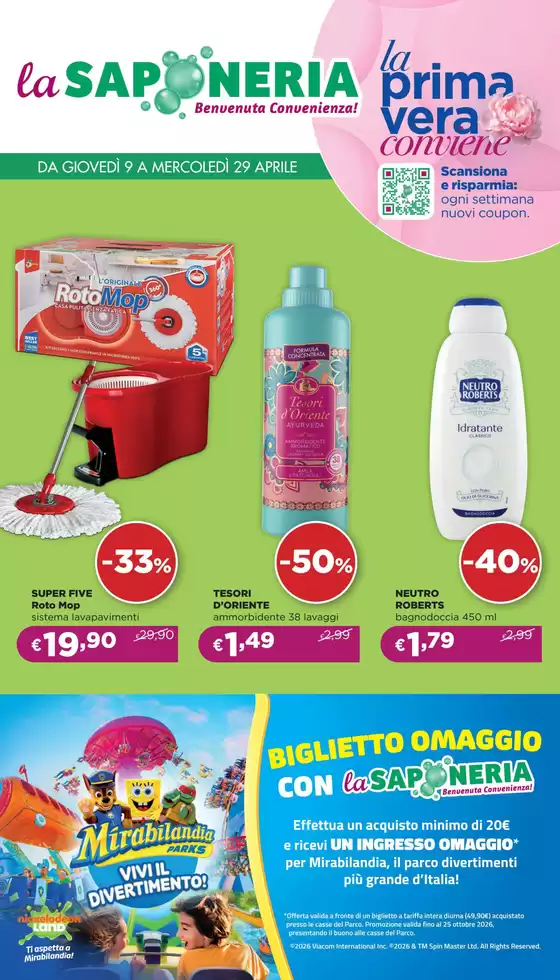 Volantino La Saponeria | Da giovedi 9 a mercoledi 29 aprile | 2026-04-09T00:00:00.000Z - 2026-04-29T00:00:00.000Z