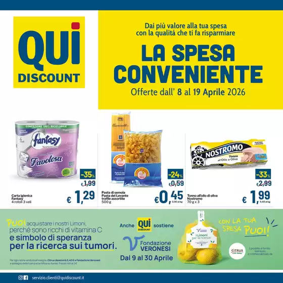 Volantino Qui Discount | La spesa conveniente | 2026-04-08T00:00:00.000Z - 2026-04-19T00:00:00.000Z
