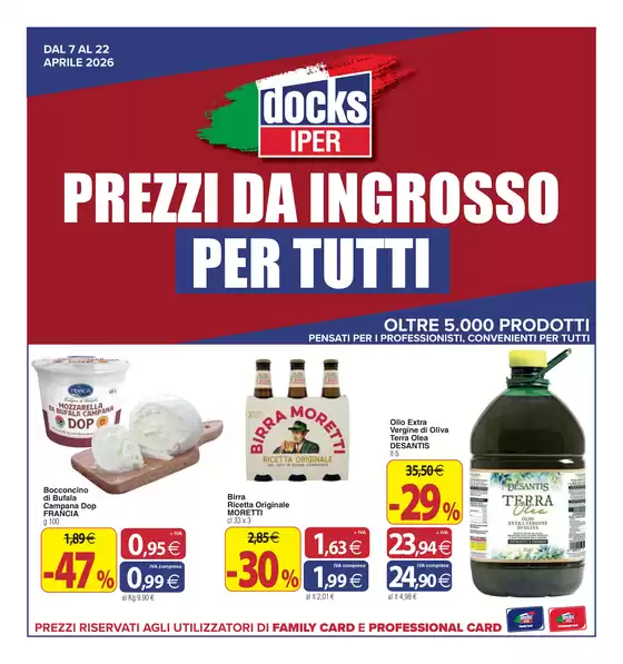Volantino Docks Iper | Prezzi da ingrosso per tutti | 2026-04-07T00:00:00.000Z - 2026-04-22T00:00:00.000Z