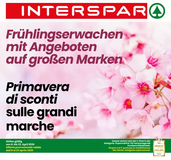 Volantino Interspar a Lissone | Primavera di sconti sulle grandi marche | 2026-04-08T00:00:00.000Z - 2026-04-23T00:00:00.000Z