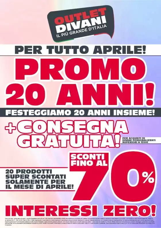 Volantino Outlet divani a Trentola Ducenta | Promo 20 anni | 2026-04-08T00:00:00.000Z - 2026-04-30T00:00:00.000Z