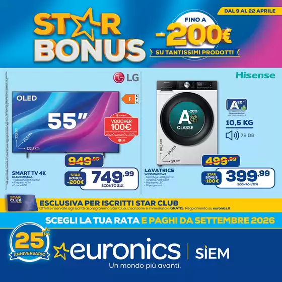 Volantino Euronics | StarBonus - 200 euro su tantissimi prodotti | 2026-04-09T00:00:00.000Z - 2026-04-22T00:00:00.000Z