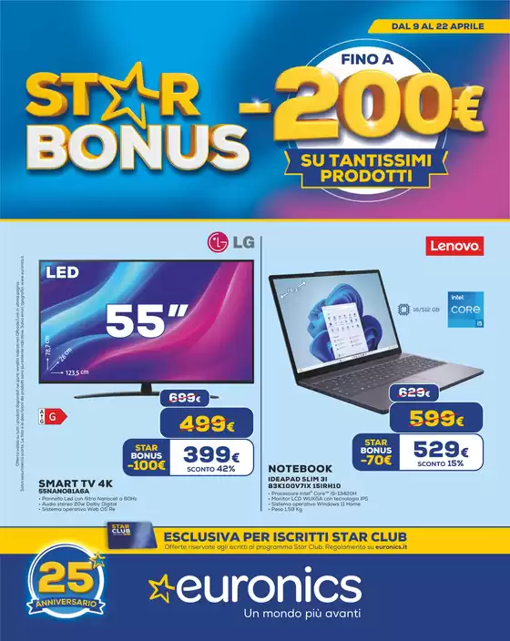 Volantino Euronics a Leggiuno | Star Bonus | 2026-04-09T00:00:00.000Z - 2026-04-22T00:00:00.000Z