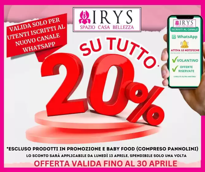 Volantino Irys a Treviso | Su tutto 20% | 2026-04-13T00:00:00.000Z - 2026-04-30T00:00:00.000Z